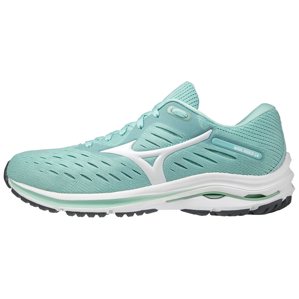 Mizuno Wave Rider 24 - Bayan Koşu Ayakkabısı - Turkuaz/Beyaz Türkiye (DIVONR-178)